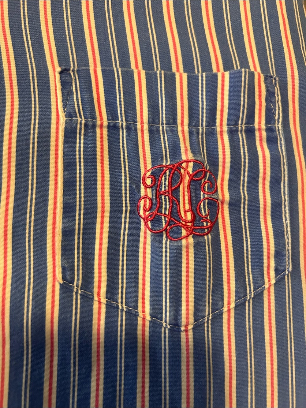 Lauren Ralph Lauren Button Up Sleep Shirt Blue Pink Stripes Women’s Size XL - Picture 4 of 11